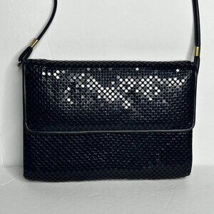 Whiting & Davis Metal Mesh Crossbody Bag Navy Blue Evening Purse Magnetic Snap
